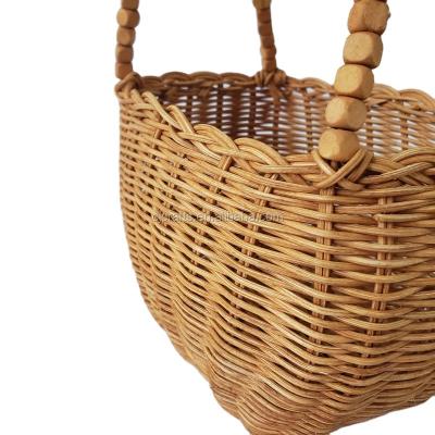 China Wood 3720 - RATTAN BASKET WITH HANDLE .LOVELY WOODEN RATTAN BASKET for sale