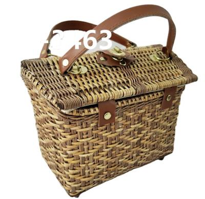 China NO.3463 twotone rattan bag Chian for package, lovely rattan bag with leather handle for sale