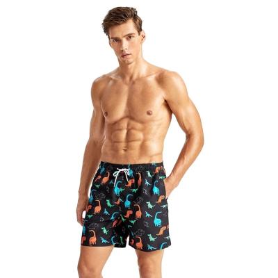 China QUICK DRY Men's All Over The Cartoon Dinosaur Drawstring Waist Men's Swim Trunks Men's Swimwear for sale