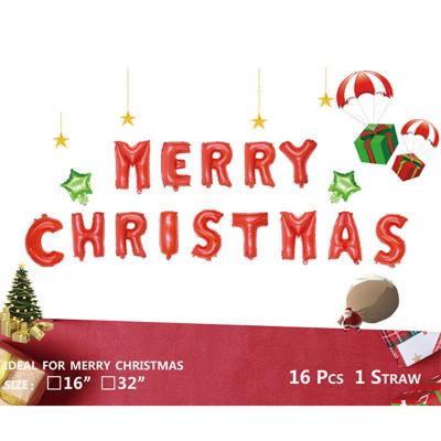 China Toy Wholesale Promotional Set 16/32 Inch Letter 16 Pcs Merry Christmas Foil Balloon For Christmas Party Decoration for sale