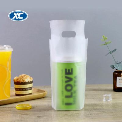 China Disposable Single Cup Bag Frosted Customized Delivery Bag Milk Tea Plastic Bag Packaging With Portable Milk Tea for sale