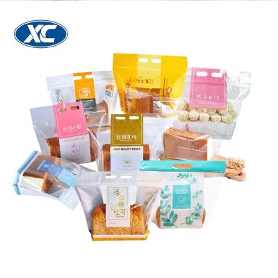 China High Quality Barrier Clear 450g Portable Plastic Bag With Zipper For Toast Bread Packaging for sale