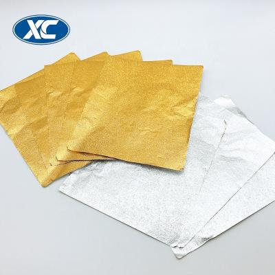 China Nontoxic Gold Glitter Lacquered Heat Seal Aluminum Foil For Chocolate Packaging for sale