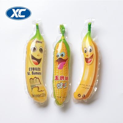 China Banana Shape Moisture Proof Customized Reusable Plastic Drink Packaging Bag for sale