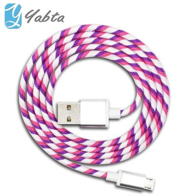 China Round Data Cable Yabta Nylon Braided Fabric Cable Charger For Apple iPhones 5/6/7/8/X 8 Pin Lightn Durable Apple 3ft 1M Braided Data Cable for sale