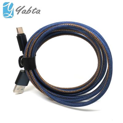 China Yabta USB Novelty Stylish Leather Cable For Apple iPhone Cable Fast Charging 1M Jeans Leather Denim Cable for sale