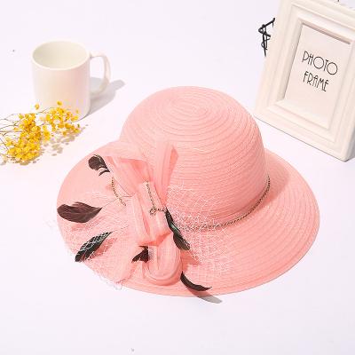 China Flower diamond chain fashion lady organza wedding headdress cocktail tea bridal hat party/wedding/church hat/running and sightseeing church for sale