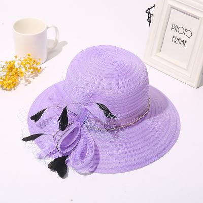 China Diamond fashion lady church hat chain organza wedding headdress cocktail tea bridal hat party/wedding/church flower/running and sightseeing for sale