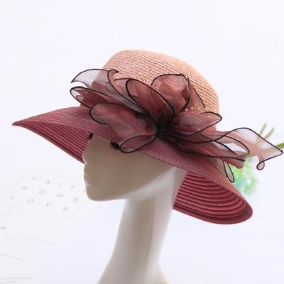 China Character 2020 New Women's Beach Hat Flower summer sun hat foldable straw hat for sale