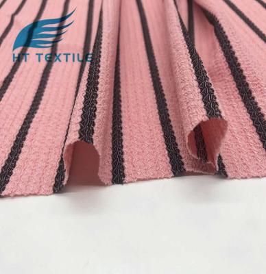 China Memory Latest Yarn Dyed Multi Color Striped Fancy Warp Knitting Fabric For Fashion Garments for sale