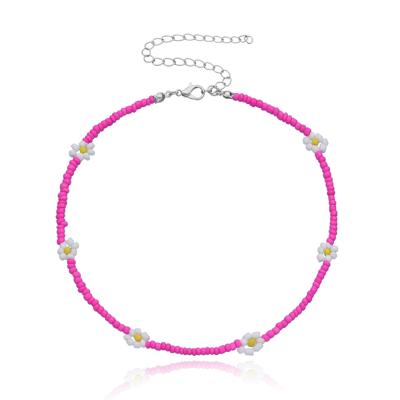 China Cute Hot Sale Multi Color Cute Hawaii Style Flower Beads Necklace Can Adjust Size for sale