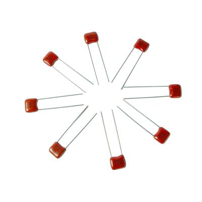 China Home Appliance TV Light Display 5MM MM Cheap Red Foot Distance 63V 103J Metallized Polyester Membrane Capacitor for sale