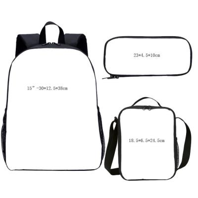 China Other Design Your Own Printing Student Backpack With Lunch Bag , Customized Set 3 Boys Girls Back To School Bag Set 2022 for sale