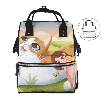 China Water Resistant Borsa Per Toddler Diaper Bag Backpack For Dad, Custom Printing Cute Waterproof Canvas Cartoon Baby Diaperbag for sale