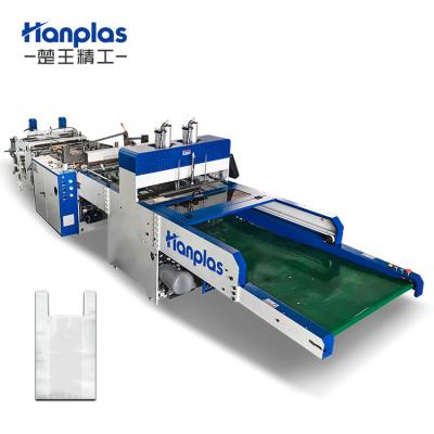 China Polythene Hotels HP-2VA HP-TS-AUSR Hanplas 2 Line Vest Carry Bag Making Machine For Making Shopping Bag T-shirt Plastic Bag Making Machine for sale