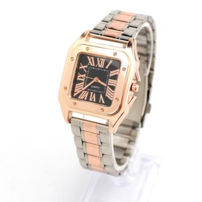 China Classic square Roman men and women multiple time zone fashion surface steel band watch manufacturers direct sales rose gold watches for sale