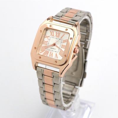 China Multiple Time Zone Women Square Fashion Multicolor Stainless Steel Multiple Time Zone Watch for sale