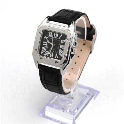 China Factory Supply Women's Multi Time Zone Crystal Quartz Square Black Casual Dome Quartz Watch for sale