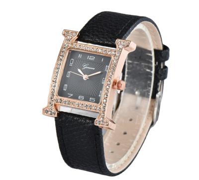 China Hot Selling Original Product Multiple Time Zone Ladies Leather Band Stainless Steel Buckle Sport Square Watch for sale