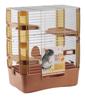 China Wholesale Luxury Small Animal Cage Viable Round Corner Design Chinchilla Cage Pet Cage With Three Plastic Platforms for sale