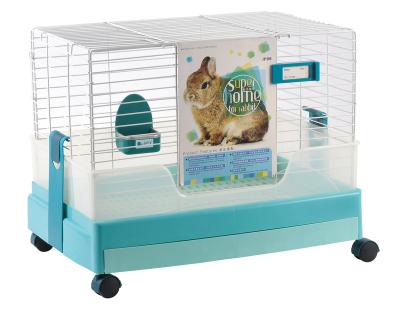 China Sustainable Portable Small Animal Cages With Wheels Wholesale Indoor Blue Rabbit Cage Durable Pet Display Cage for sale