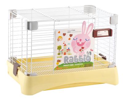 China Wholesale High Quality Viable Pet Cages And Portable Animal Chambers Pet Carrier Cage Small Easy To Clean Cream Rabbit Cage for sale