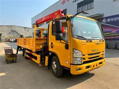 중국 ISUZU NPR KV100 115hp 엔진 2톤 크레인 트럭 / 트럭에 장착 된 수압 크레인 판매용