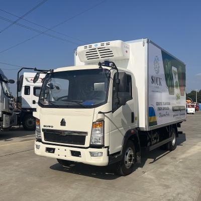 China 4x2 SINOTRUK HOWO 3-5 ton small frozen food delivery truck with 4m freezer box for sale