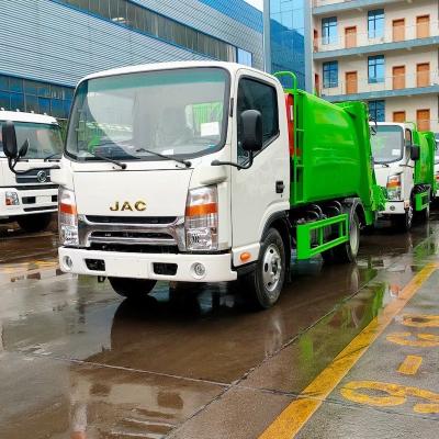 China Euro 2 JAC vrachtwagens vuilnis 5cbm nieuwe vuilnisbak met compactor Te koop