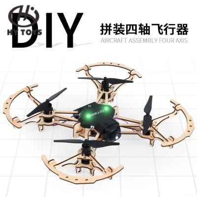 China DIY Drone 2.4G RC Scribble DIY Assembly Wooden Drone With 720P Wifi Camera for sale