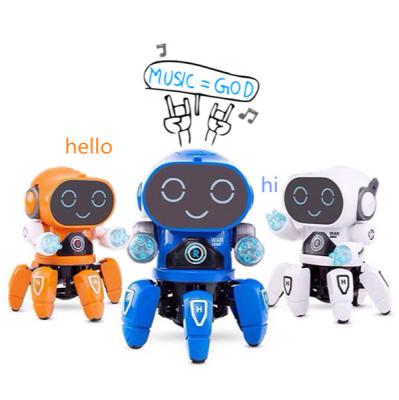 China Educational Toy Turn Around Musical Electronic Toy 6 Legs Spider Robot Octopus Dancing Robot for sale