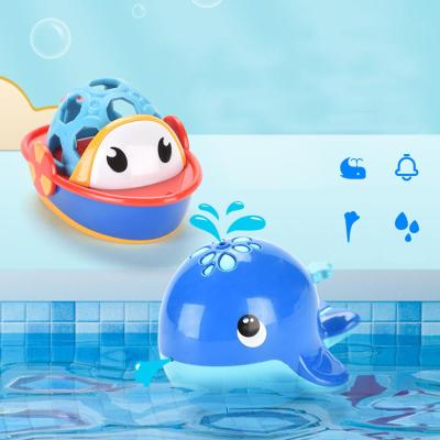 China Fun Baby Water Toys Whale Rattle Spray Bath Swimming Toys For Children for sale