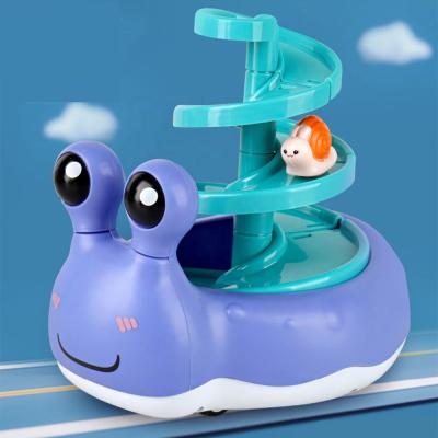 China Slot Toy Promotion Cartoon Friction Smile Snail Race Track Rail Slide Plastic Slot Toy for sale