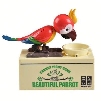 China New Design Plastic Animal Shaped Saving Money ABS Parrot Piggy Bank for sale