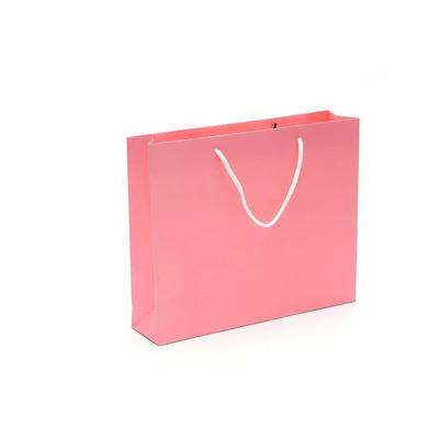 China Custom Logo Pink Custom Cake Packaging Handled Shopping Square Paper Bag Gift For Flowers Wine Bottle for sale