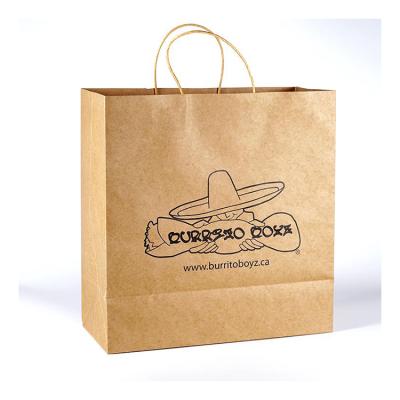 China Logo Printer Shopping Custom Printed Recyclable Packaging Kraft Paper Bag With Paper Handle For Food for sale