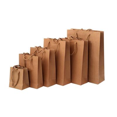 China Recycled Hot Sale Materials Brown Kraft Paper Craft Small Recycled Custom Paper Bag With Handle for sale