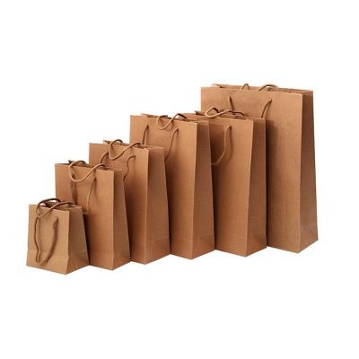 China Recyclable Custom Brown Plain Shopping Kraft Paper Carry Bags for sale