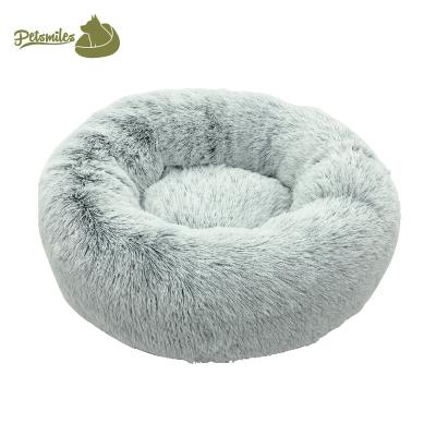 China Customized High Quality Warm Luxury Fluffy Cat Bed Waterproof Donut Plush Donut Bed For Pets Winter for sale