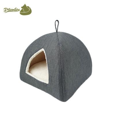 China Cat cave bed custom soft wool waterproof cat triangle deep nest lgloo fluffy felt Nordic style for sale