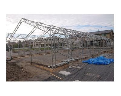 China Hot dip galvanized double metal truss steel frame fabrication, structure for tent house, outdoor storage, industrial warehouse for sale