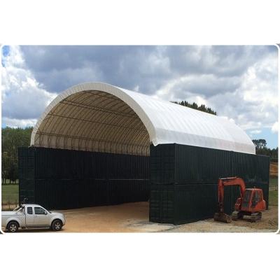 China strong UV-resistant; Fire retardant ; Waterproof 15m 50' Wide Warehouse Tent Container Shelter PVC Fabric Roof Steel Structure Shelter For Storage for sale