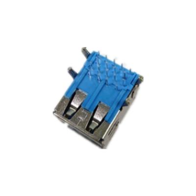 China 90 Degree Short Body Dual USB PCB Connector 3.0AF Layer for sale