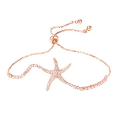 China FASHIONABLE Jewelry High Quality Copper Tennis Diamond Starfish Charm Chain Bracelet For Women for sale