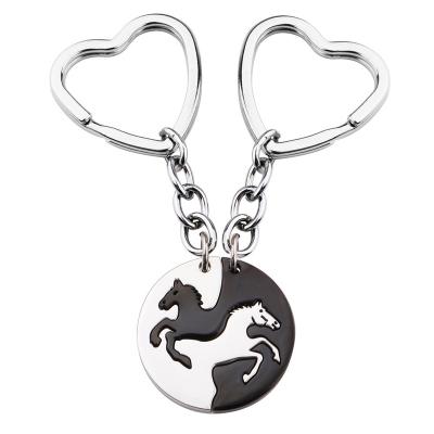 China Couples Charm Animal Heart Horse Puzzle Metal Stainless Steel Key Ring Key Chain for sale