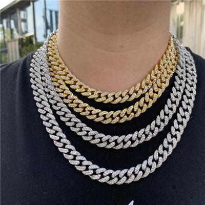 China Hiphop 13mm In Running Hip Hop Chain For Men Iced Out Bling Cuban Link Chain Necklace for sale