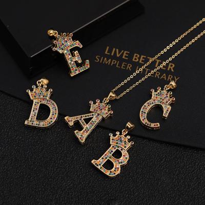 China Hiphop Color CZ Iced Out Hip Hop Personalized English Letter 26 Pendant Necklace for sale