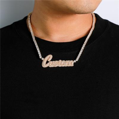 China Hiphop Fashion Jewelry CZ Iced Out Custom Necklace Letter Pendant Necklace for sale