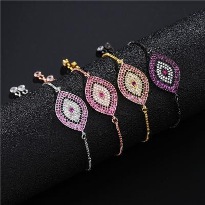 China Cheap Price Cute Gold Plated Diamond Jewelry Evil Purple Eyes Charm Bracelet for sale