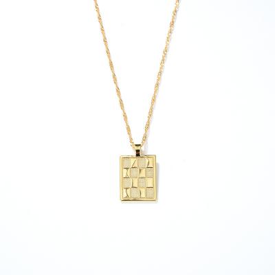 China FASHIONABLE S925 18k Gold Geometric Square Mark Couples Silver Plated Unisex Necklace for sale